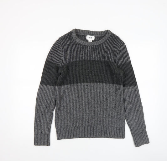 H&M Men’s Grey Chunky-Knit Acrylic Jumper Size S Crew Neck Casual