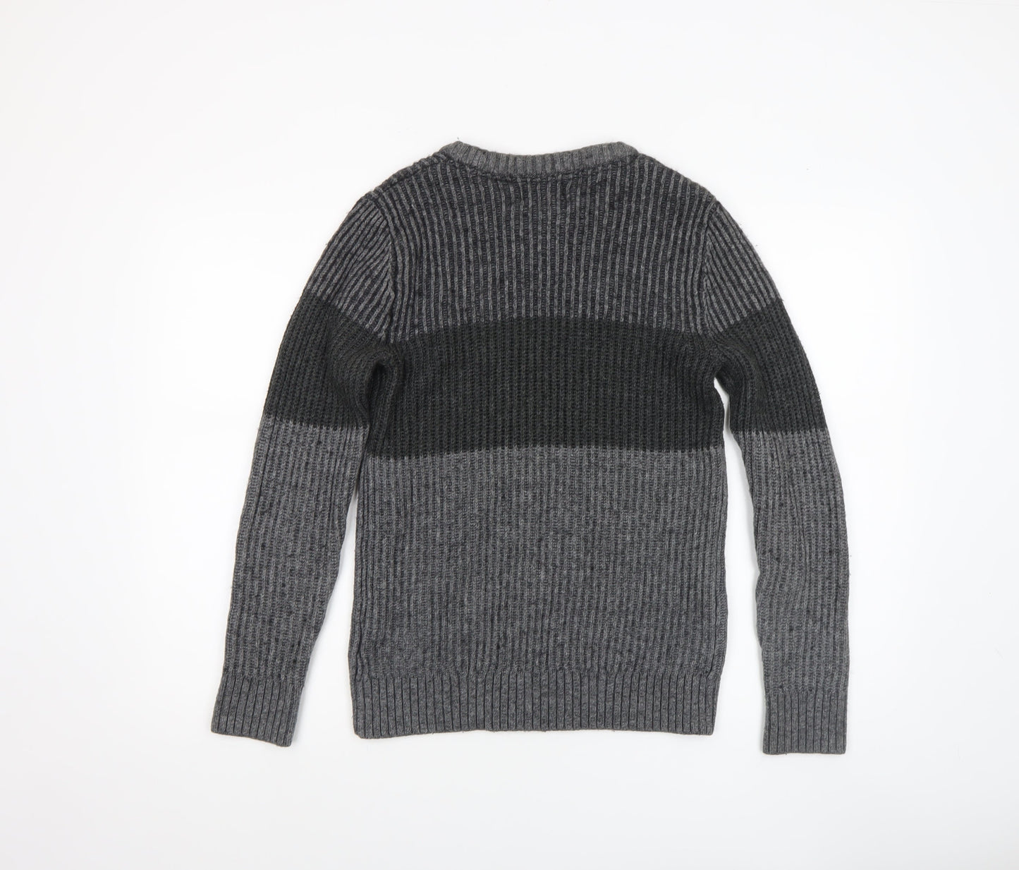 H&M Men’s Grey Chunky-Knit Acrylic Jumper Size S Crew Neck Casual