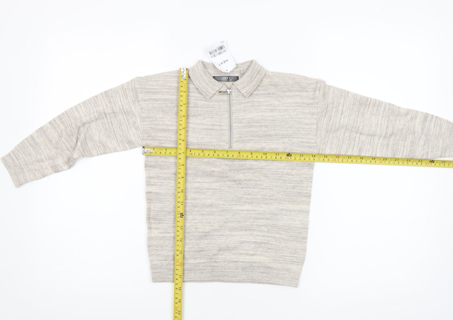 Next Boys Beige Half Zip Collared Jumper 5 Years Cotton Blend Knitwear