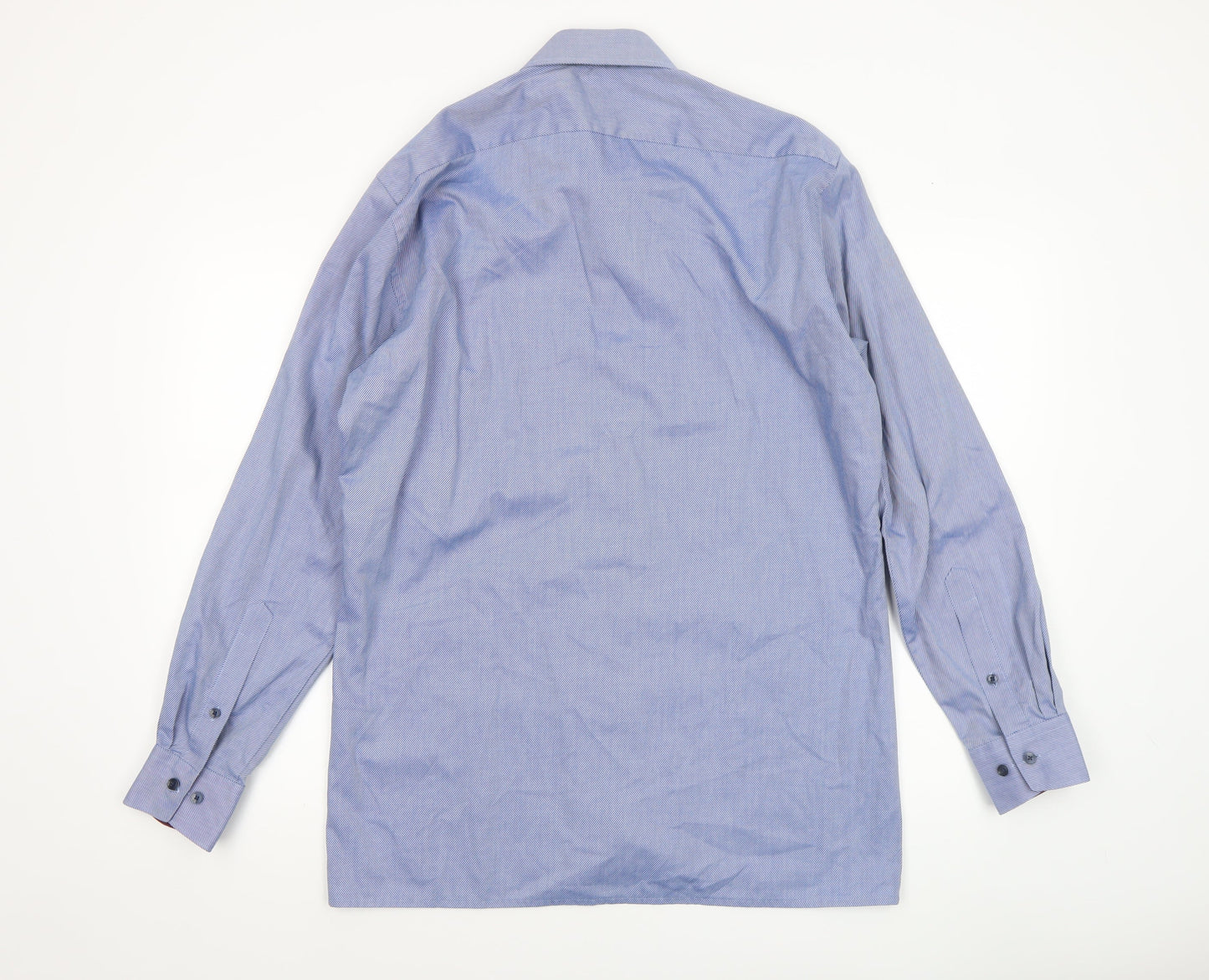 OLYMP Men’s Blue Striped Luxor Modern Fit Long Sleeve Dress Shirt 15.75in 40cm