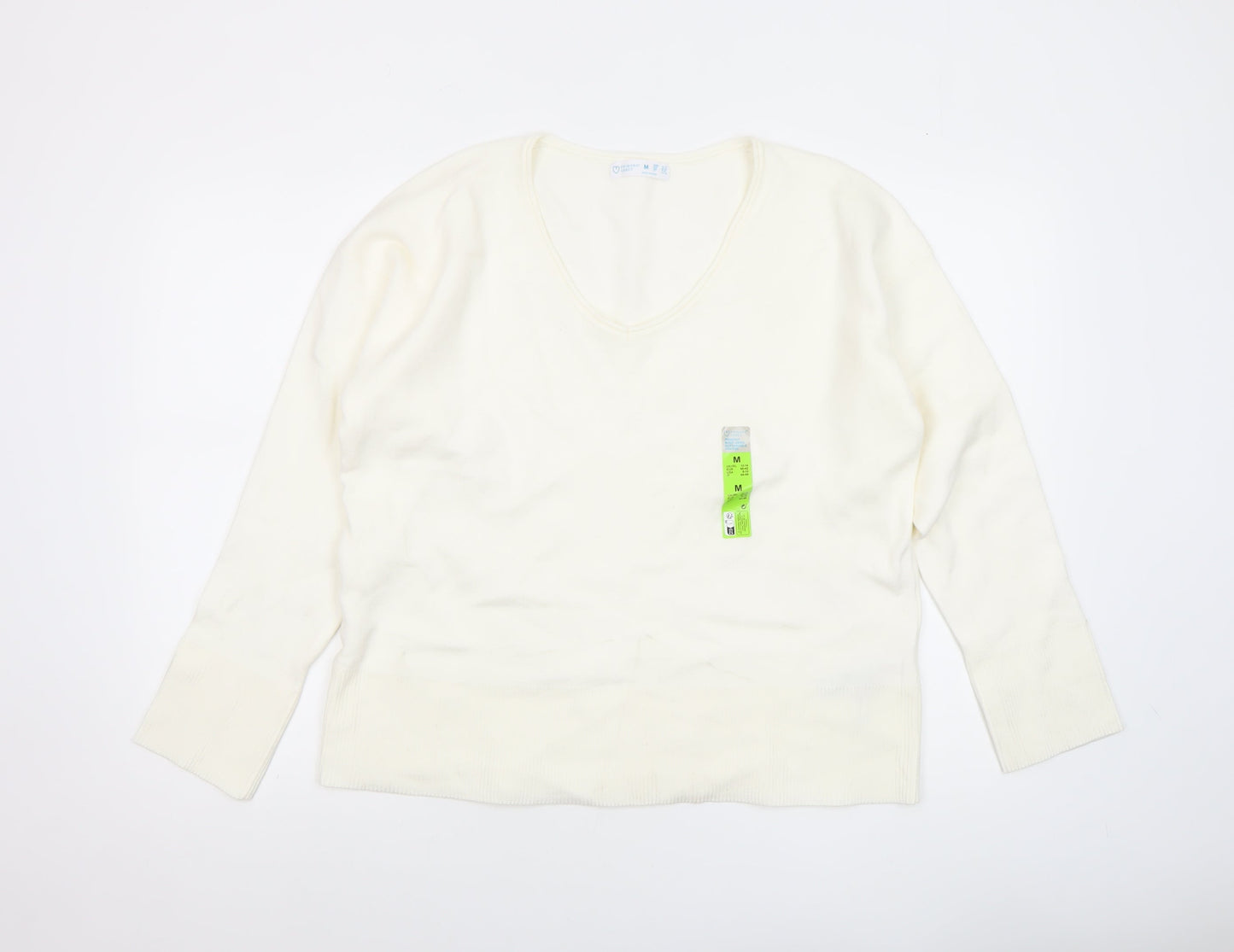 Primark Women Ivory V-Neck Knit Pullover Jumper Size 12