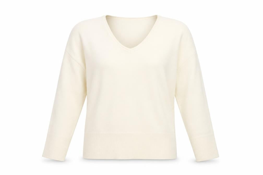 Primark Women Ivory V-Neck Knit Pullover Jumper Size 12