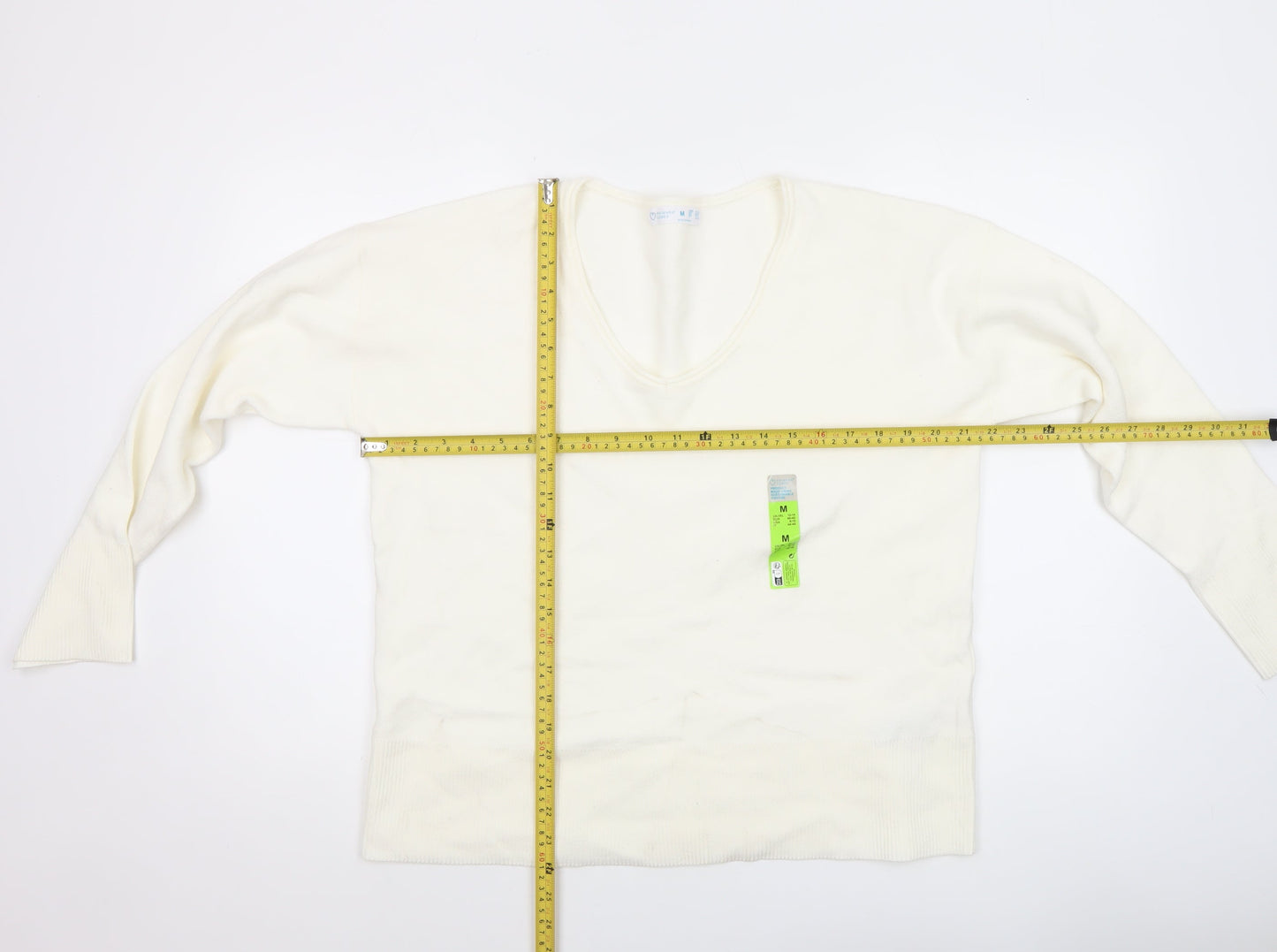 Primark Women Ivory V-Neck Knit Pullover Jumper Size 12