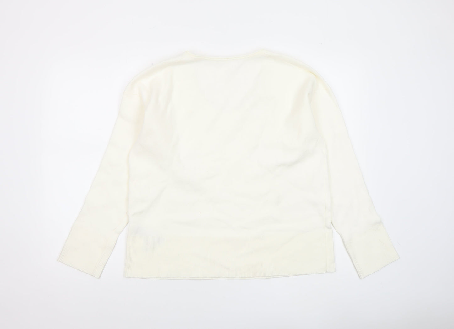 Primark Women Ivory V-Neck Knit Pullover Jumper Size 12