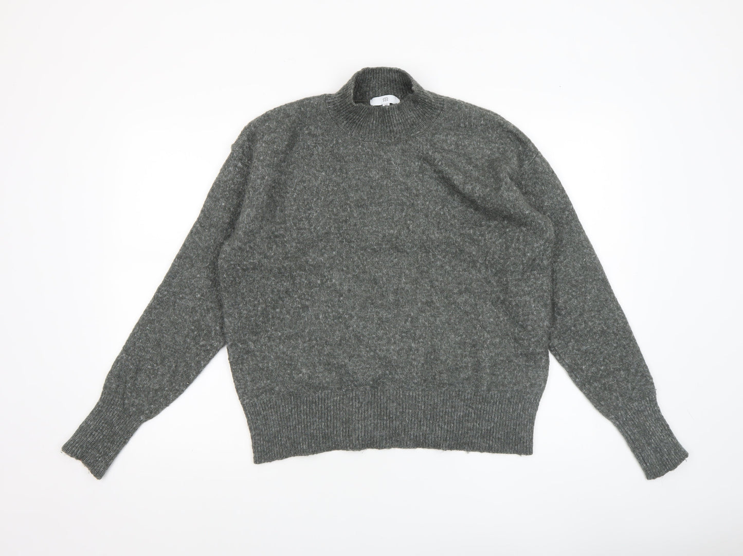 RR Womens Grey Mock Neck Wool Blend Pullover Jumper M