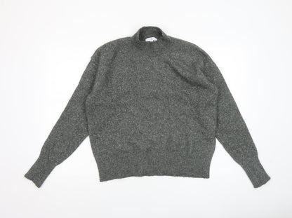 RR Womens Grey Mock Neck Wool Blend Pullover Jumper M