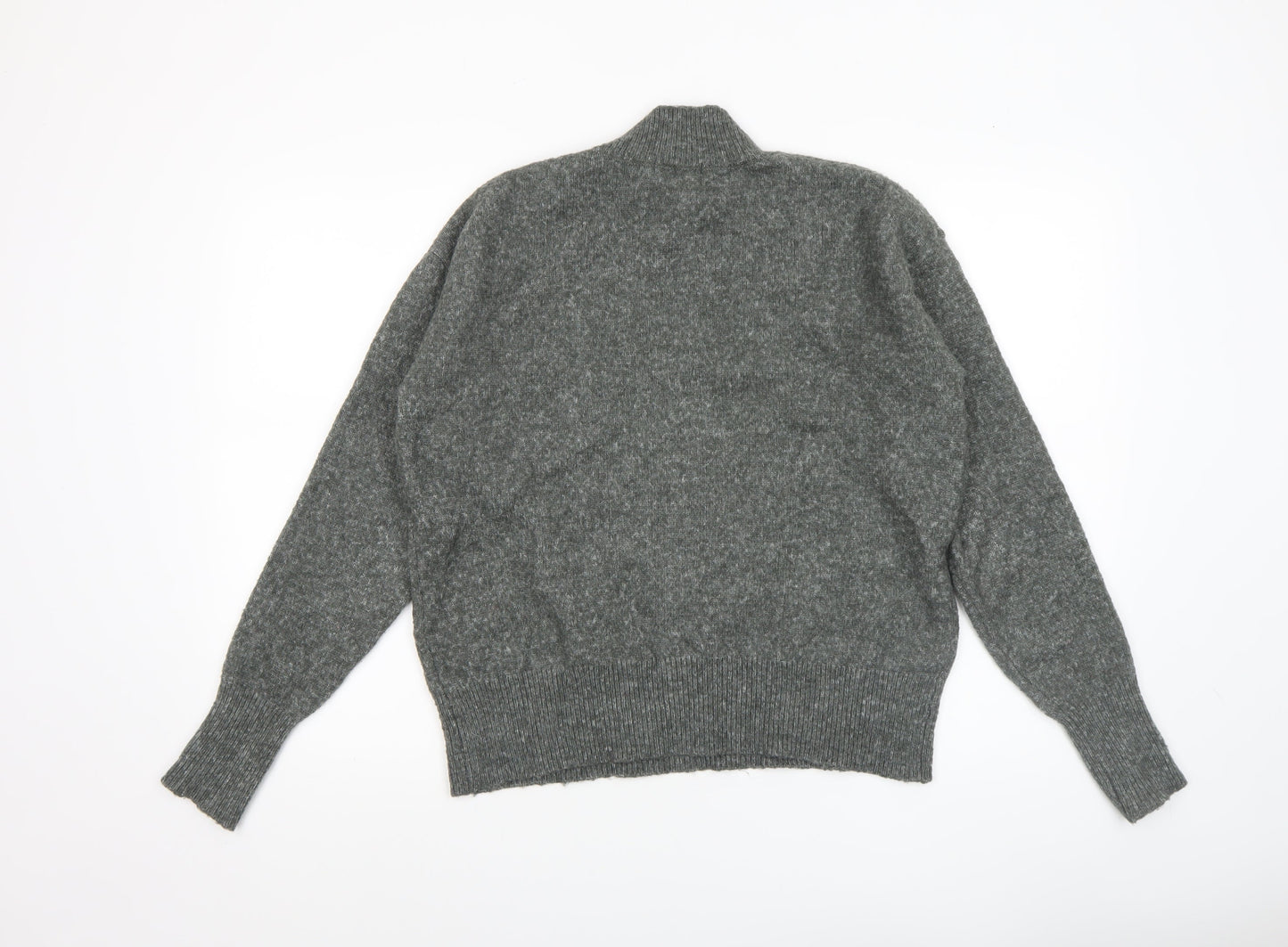 RR Womens Grey Mock Neck Wool Blend Pullover Jumper M