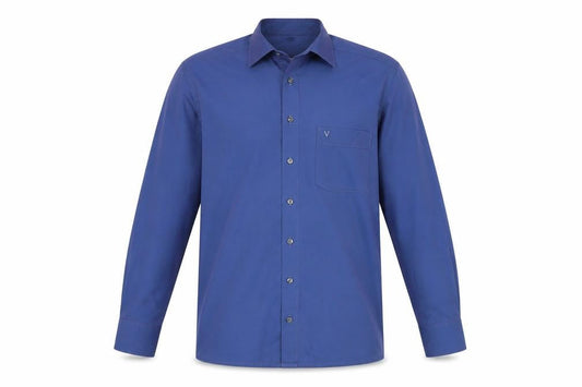 Marvelis Men’s Blue Modern Fit Non-Iron Long Sleeve Dress Shirt 15.5”