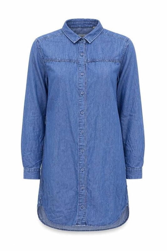 Jack Wills Women Blue Chambray Shirt Dress UK 6 Long Sleeve Collared