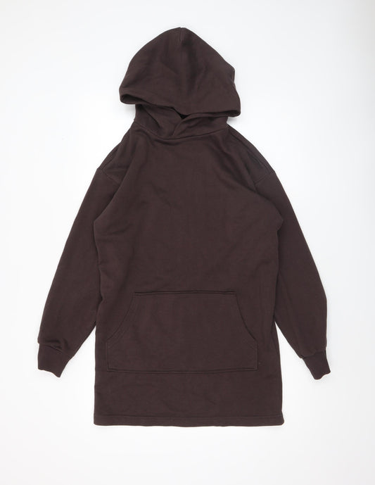 H&M Divided Women Brown Pullover Hoodie XXS Cotton Blend Casual