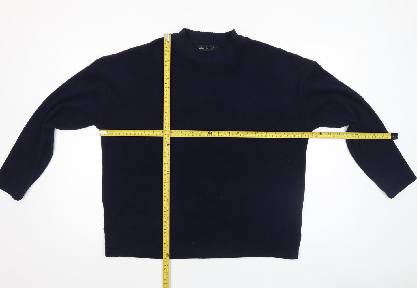 F&F Women's Blue Crew Neck Long Sleeve Pullover Jumper Size M