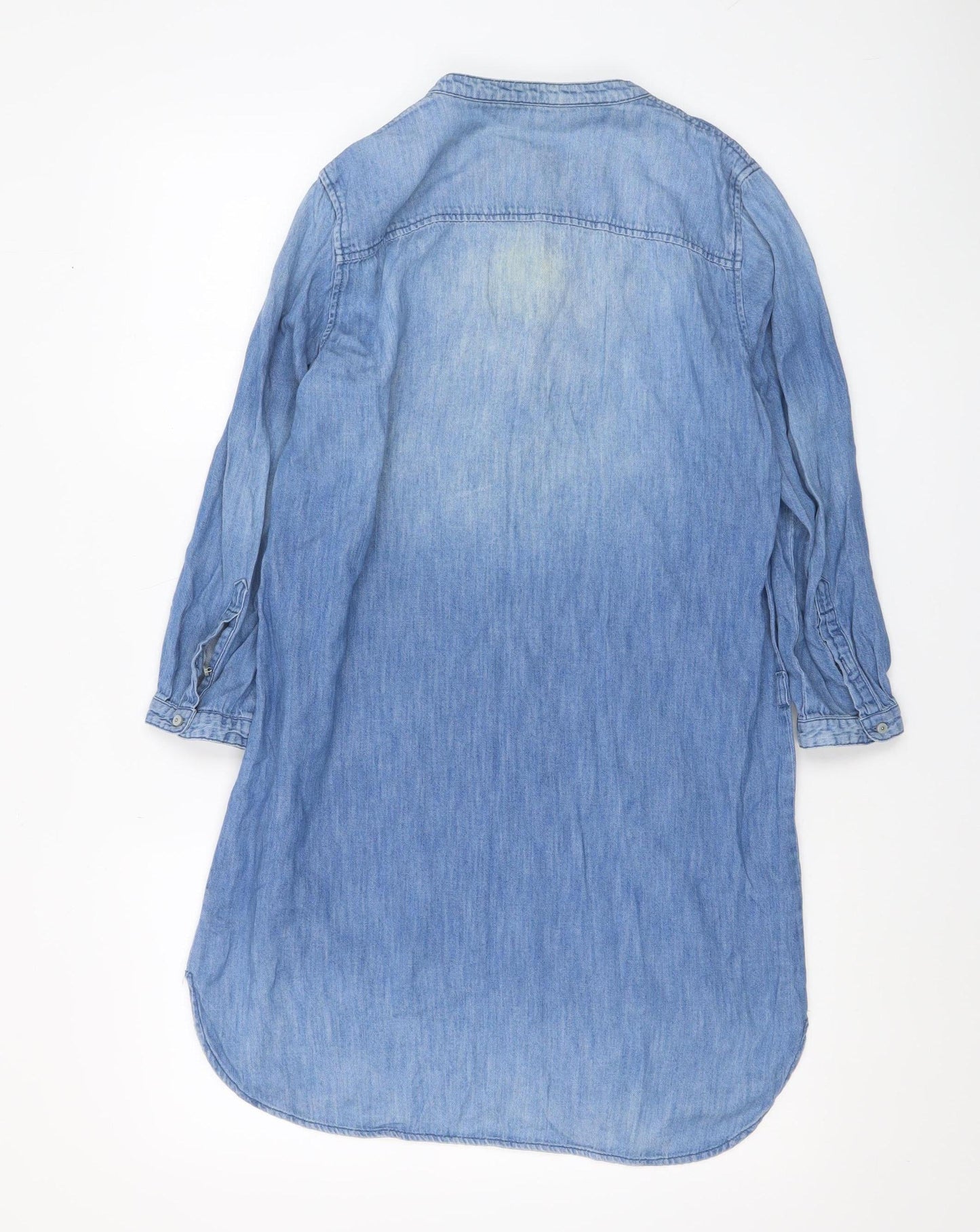 ONLY Women's Blue Chambray Cotton Linen Shirt Dress Size 10