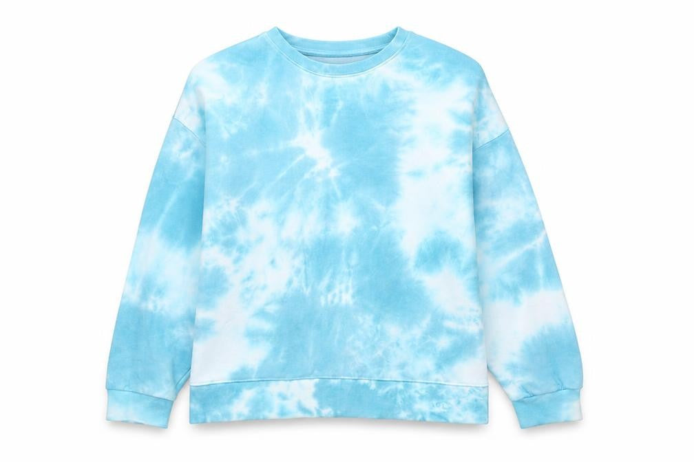 Dunnes Women Blue Tie-Dye Pullover Sweatshirt Size M Cotton Blend
