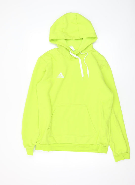 Adidas Men's Yellow Pullover Hoodie Size M Regular Fit Fleece