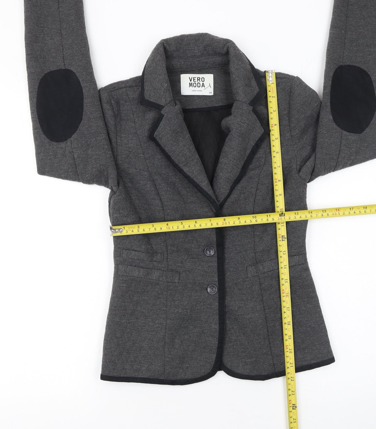 Vero Moda Women’s Grey Knit Blazer Jacket Size 8 Slim Fit Tailored