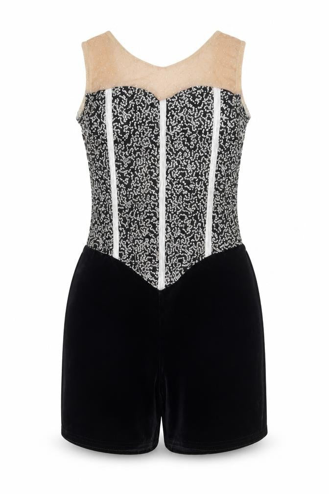 Razzle Dazzle Women Black Sequin Velvet Dance Playsuit Size 8