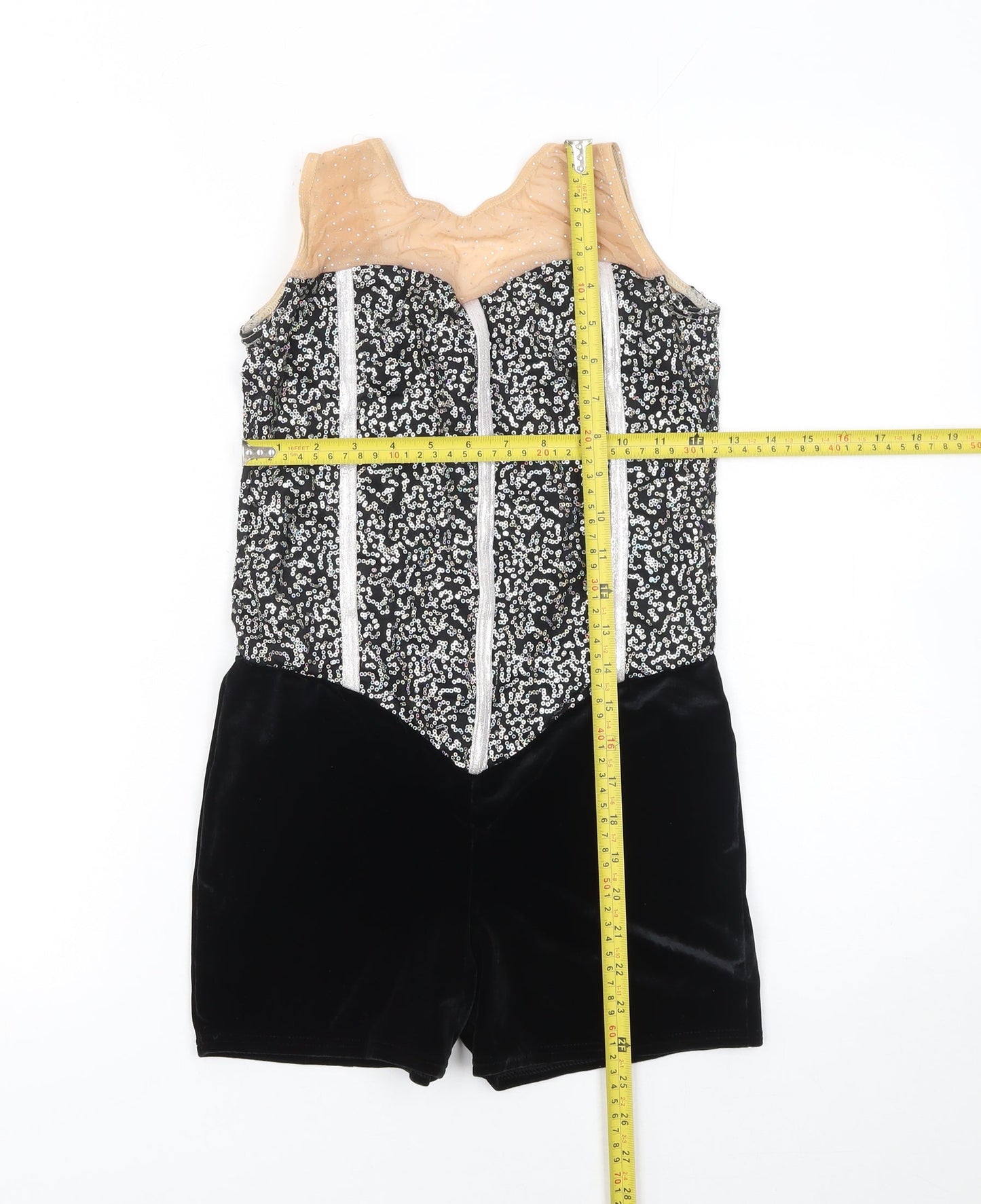 Razzle Dazzle Women Black Sequin Velvet Dance Playsuit Size 8