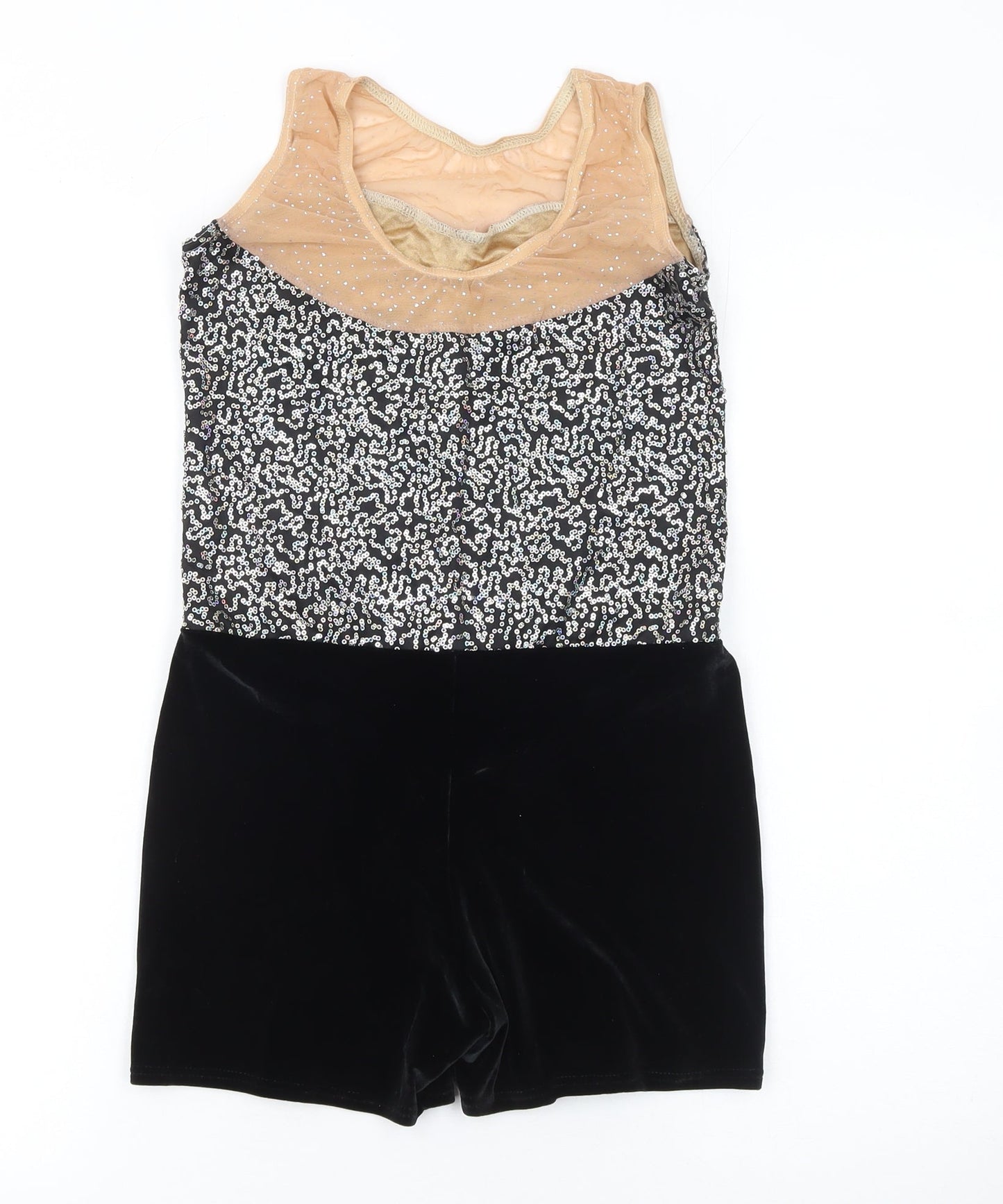 Razzle Dazzle Women Black Sequin Velvet Dance Playsuit Size 8
