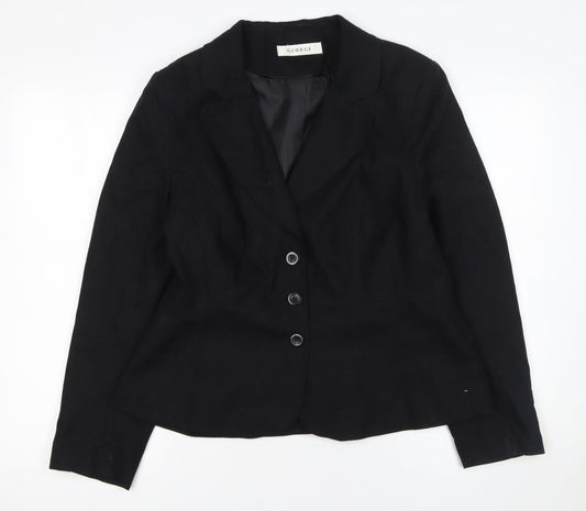 George Women's Black Linen Blend Petite Blazer UK 16 Single-Breasted