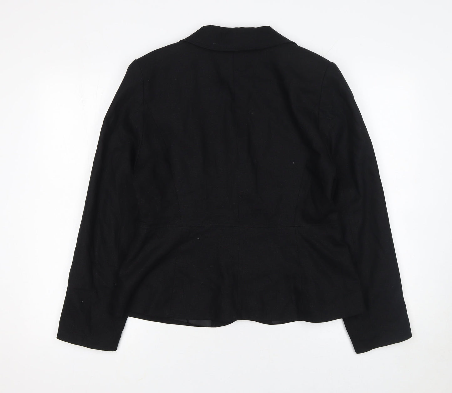 George Women's Black Linen Blend Petite Blazer UK 16 Single-Breasted