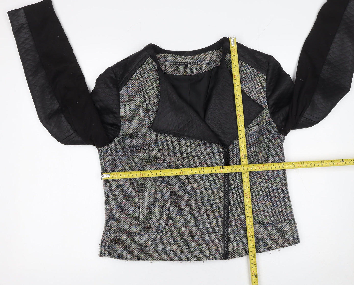 Atmosphere Women Multicoloured Quilted Sleeve Biker Jacket Size 16