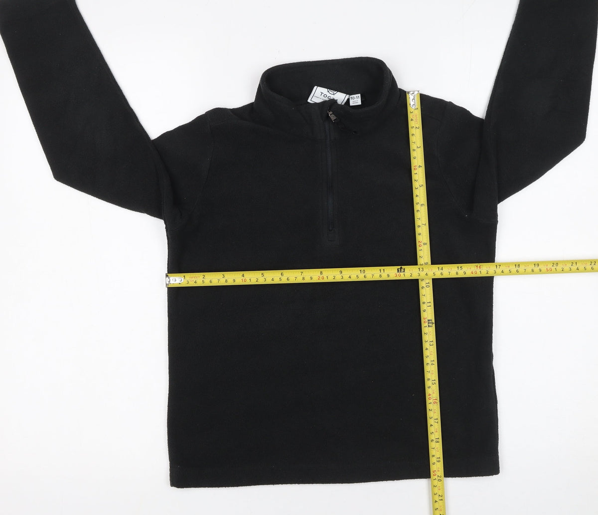 TOG24 Boys Black Fleece 1/2 Zip Pullover Sweatshirt 10-11 Years