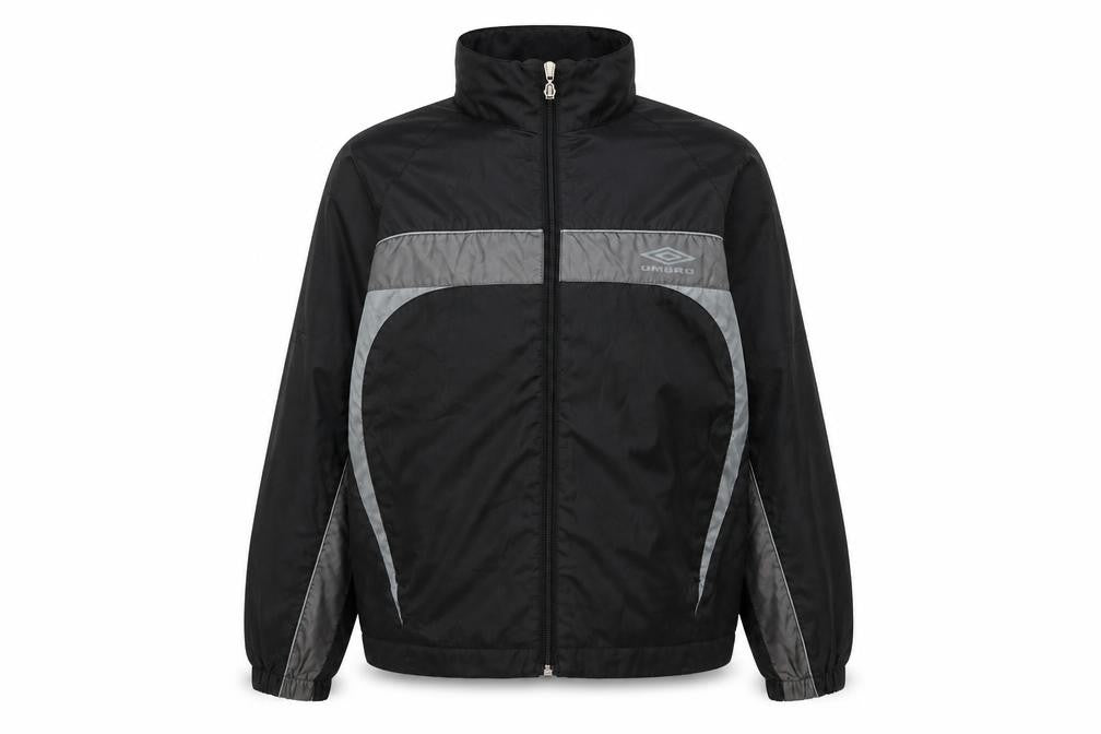 Umbro Boys Black Grey Track Jacket Size 9 Years Polyester Lightweight