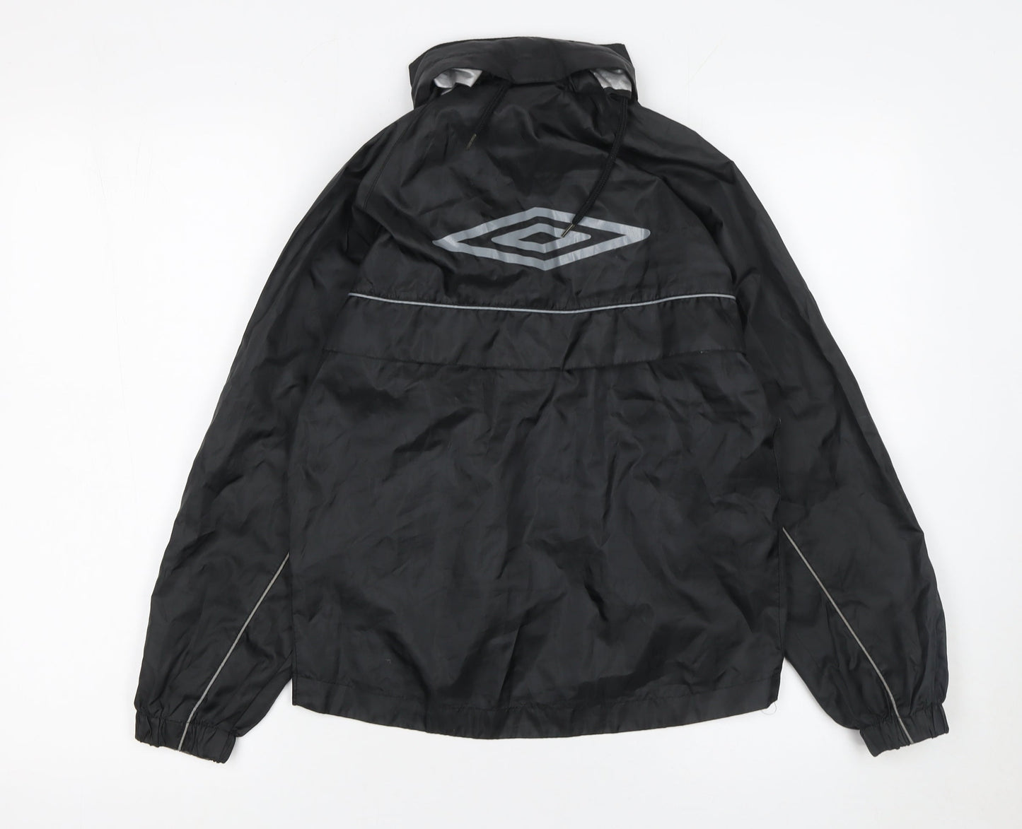 Umbro Boys Black Grey Track Jacket Size 9 Years Polyester Lightweight