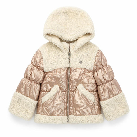 River Island Unisex Baby Beige Puffer Jacket 12-18 Months Hooded Winter Coat