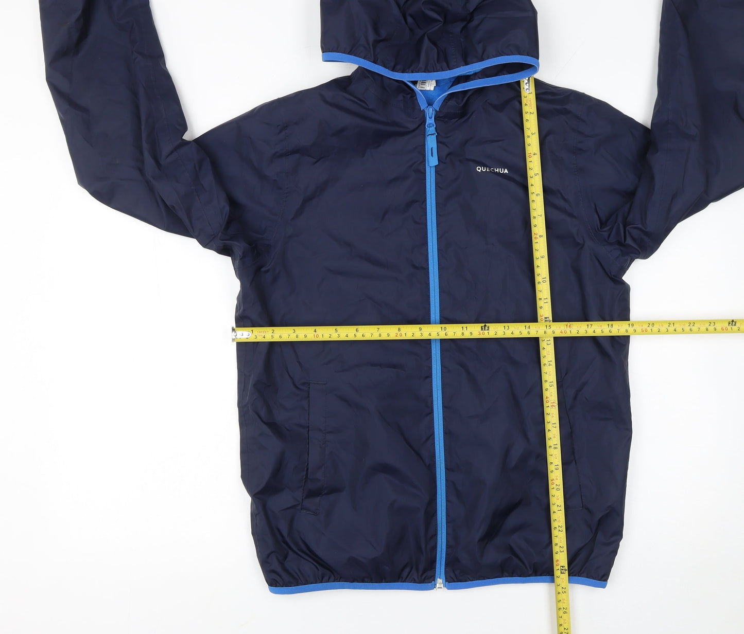 Quechua Boys Blue Windbreaker Jacket 14 Years Hooded Lightweight