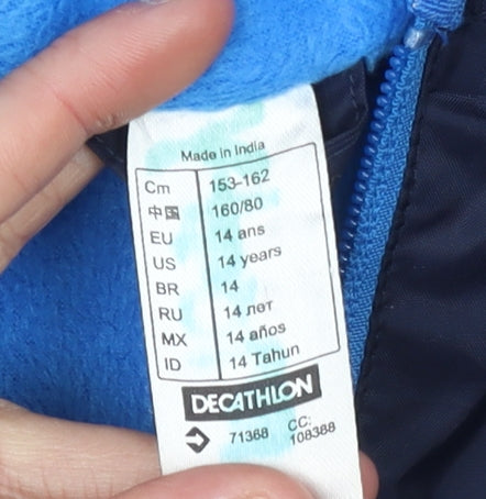 Quechua Boys Blue Windbreaker Jacket 14 Years Hooded Lightweight