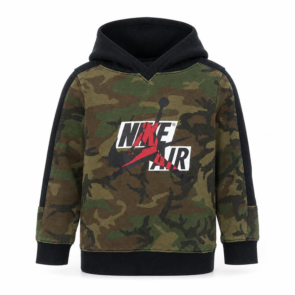 Nike Boys Green Camouflage Pullover Hoodie 6-7 Years Cotton Blend Jordan Air