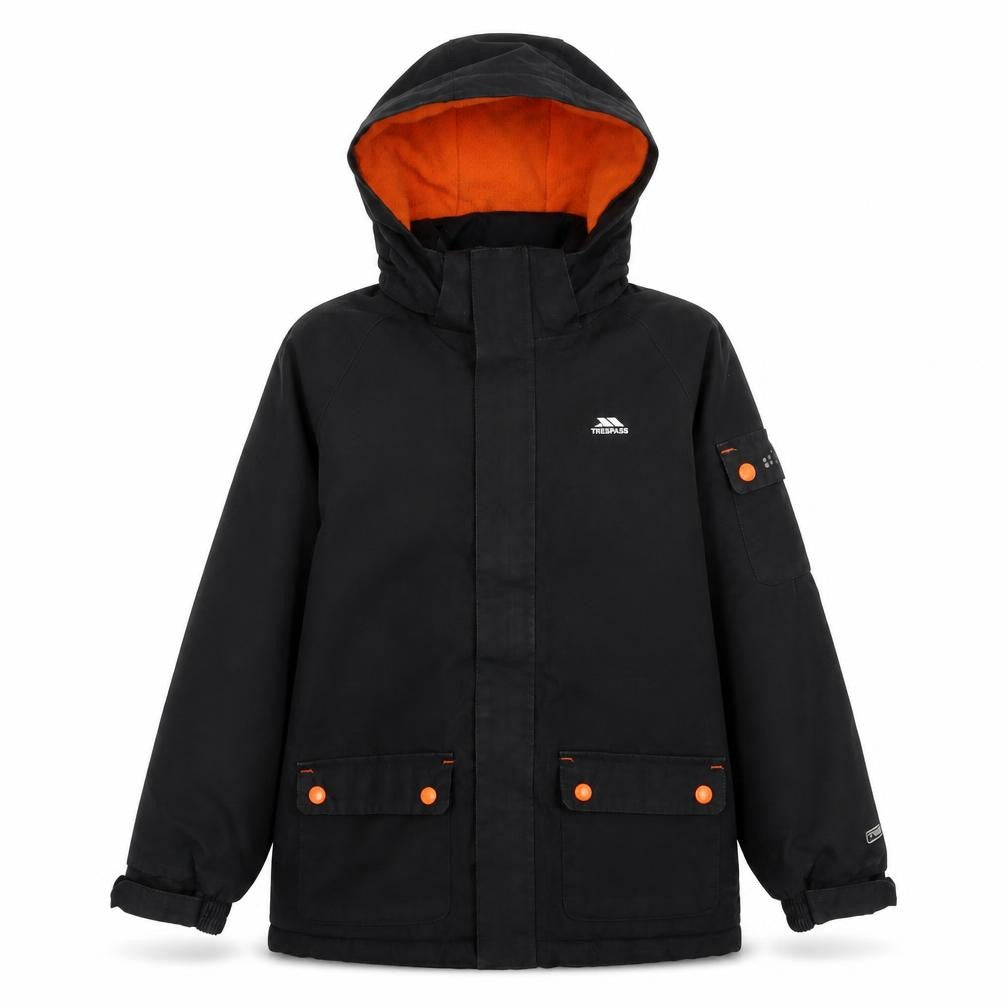 Trespass Boys Black Waterproof Hooded Parka Coat 7 Years