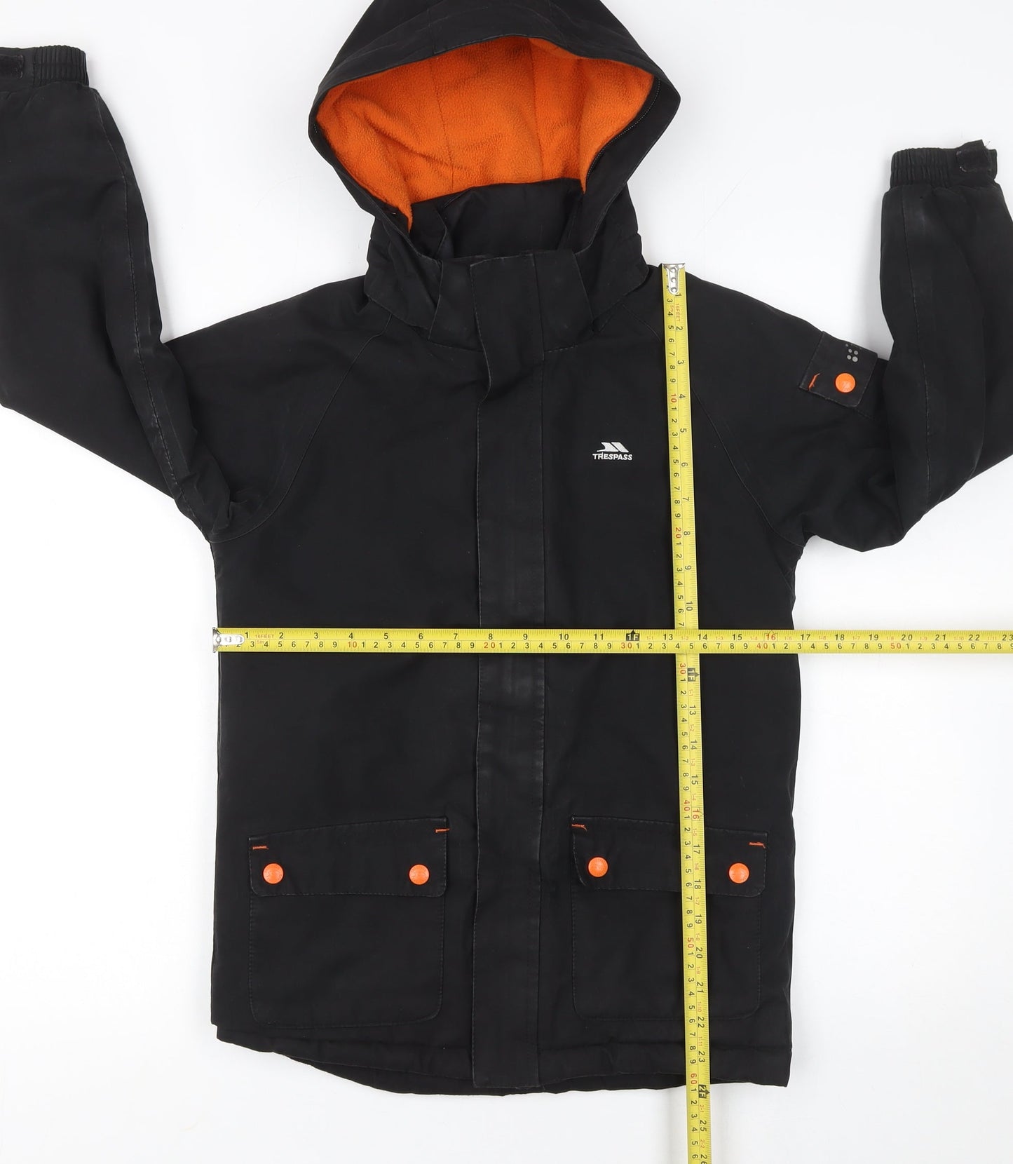 Trespass Boys Black Waterproof Hooded Parka Coat 7 Years