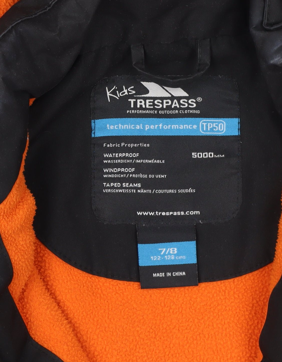 Trespass Boys Black Waterproof Hooded Parka Coat 7 Years