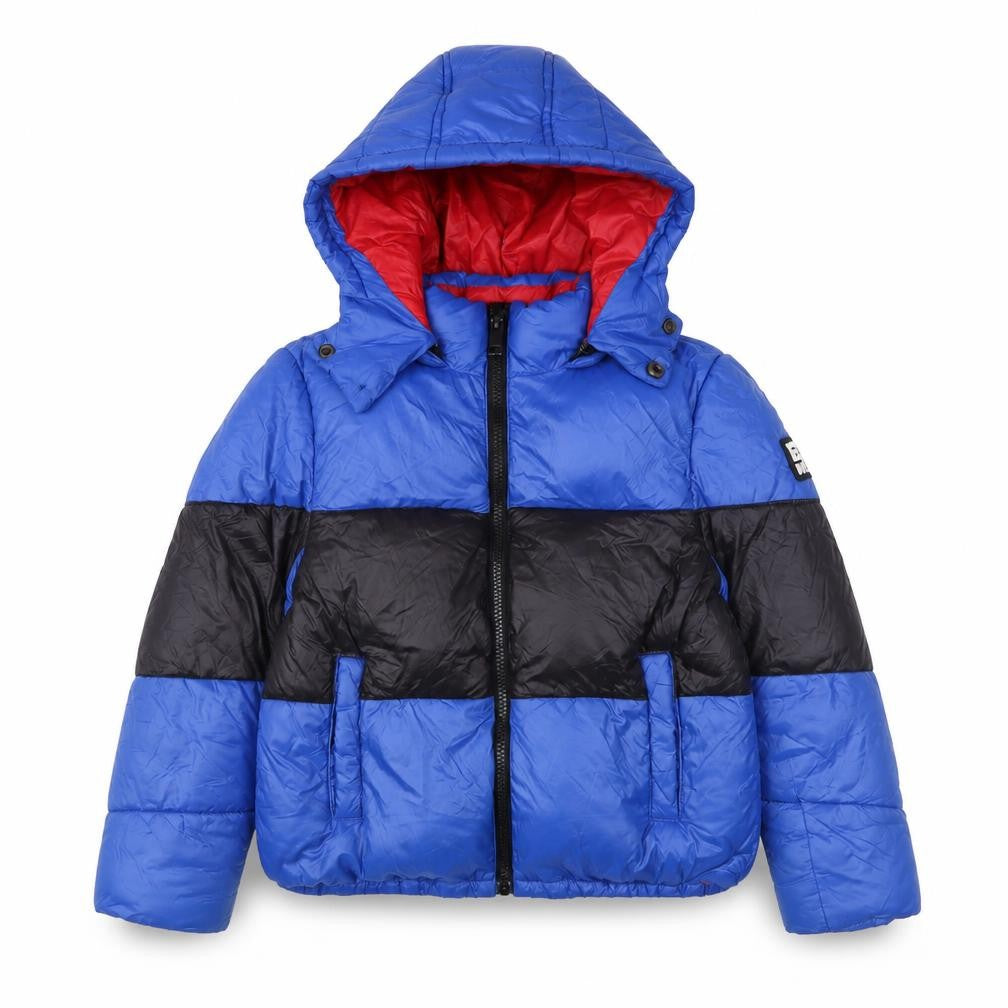 Diesel Boys Blue & Black Colourblock Hooded Puffer Jacket 2 Years