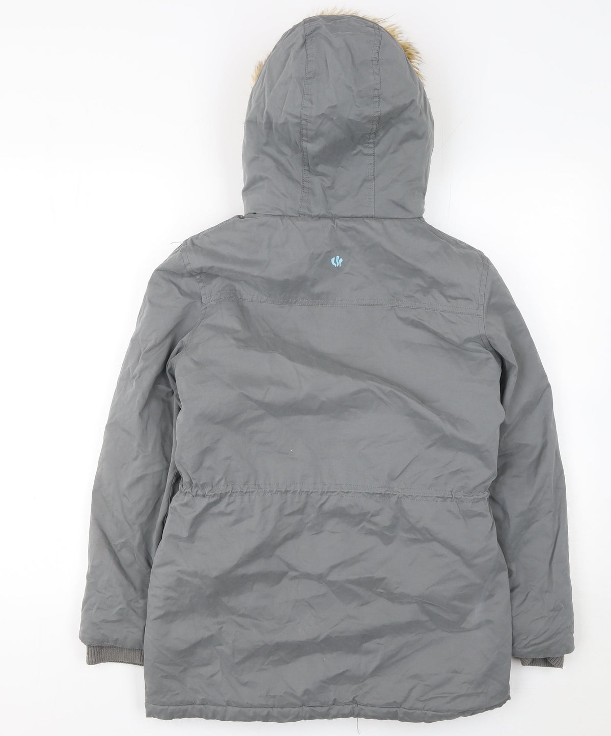 FatFace Girls Grey Faux Fur Hooded Parka Coat 12-13 Years Lined Winter Jacket