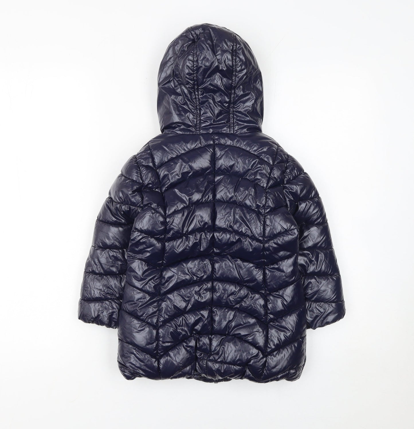 Next Girls Blue Hooded Puffer Jacket 3 Years Quilted Winter Coat