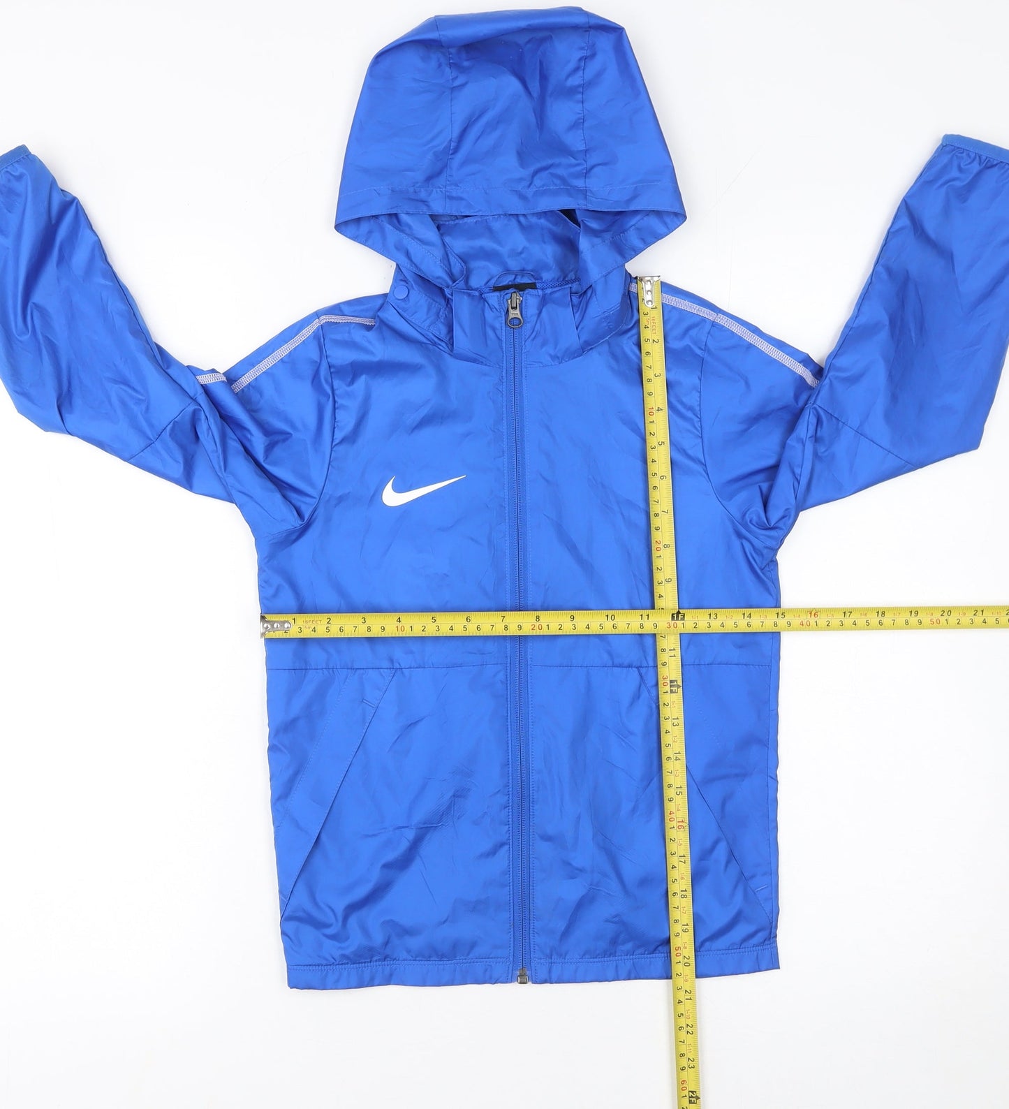 Nike Boys Blue Hooded Windbreaker Jacket XS 6-8 Years Full Zip Sports