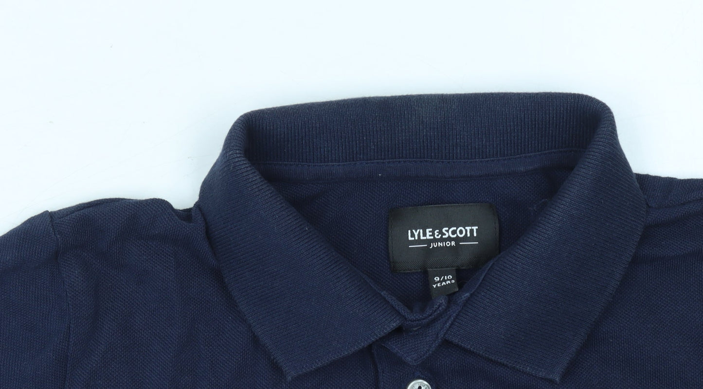 Lyle & Scott Boys Blue Polo Shirt 9-10 Years Cotton Short Sleeve