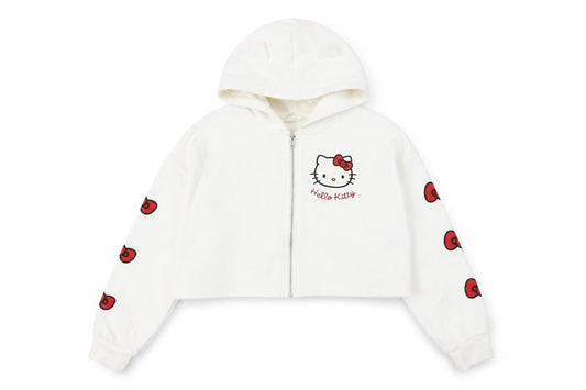 H&M Girls White Hello Kitty Full Zip Hoodie Size 10-12Y Cotton Blend