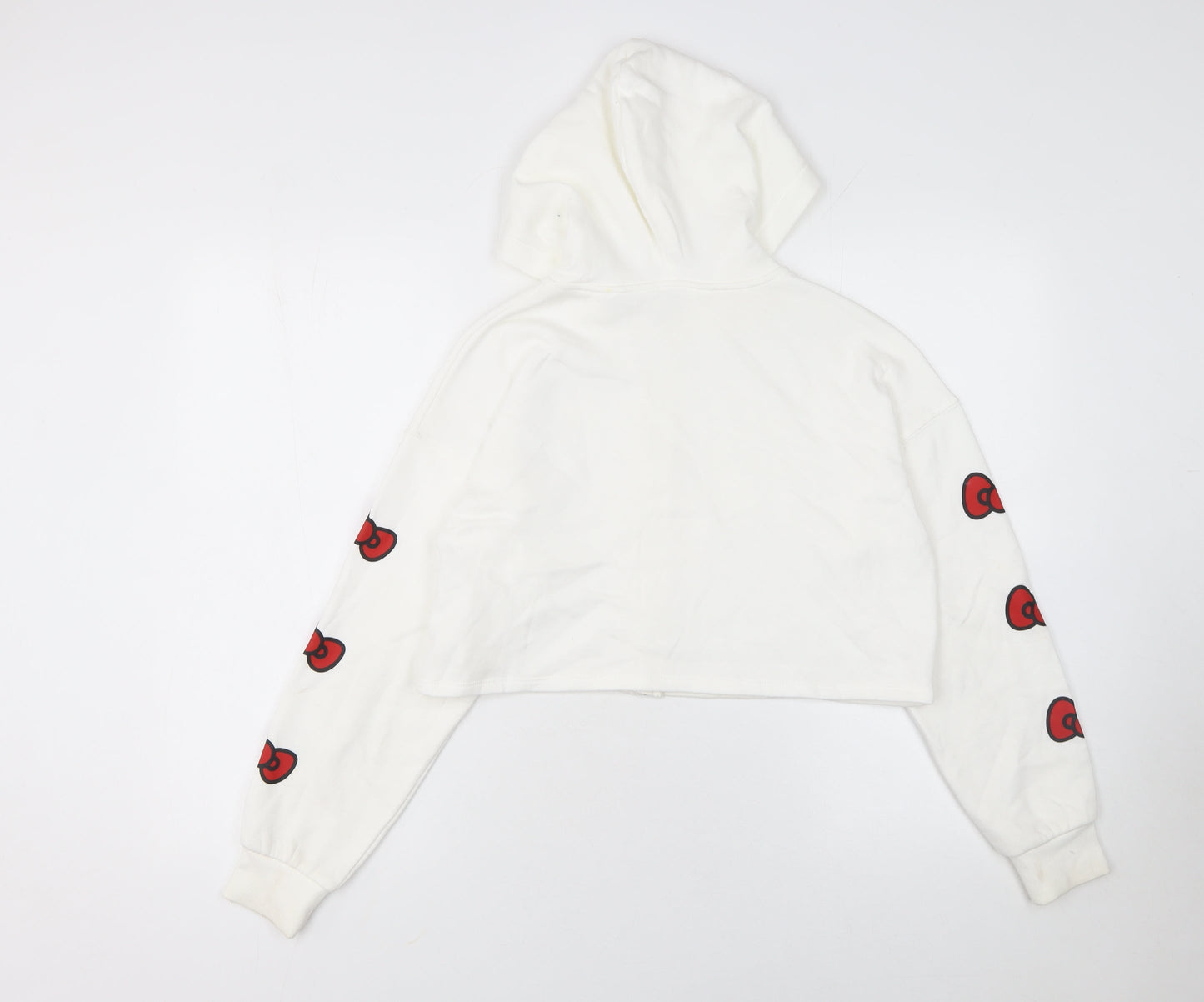 H&M Girls White Hello Kitty Full Zip Hoodie Size 10-12Y Cotton Blend