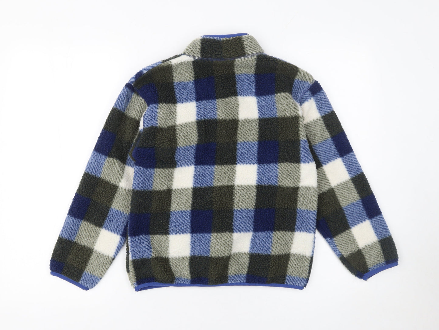Dunnes Stores Boys Blue Check Fleece 1/2 Zip Pullover Sweatshirt 10-11 Years