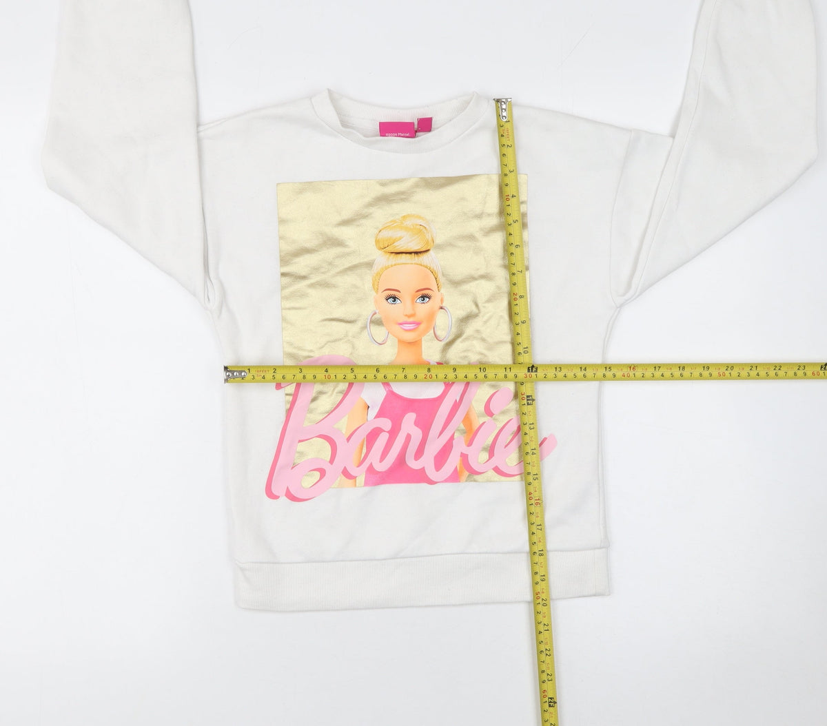 Barbie Girls White Sweatshirt 9-10 Years Crew Neck Long Sleeve Graphic Print