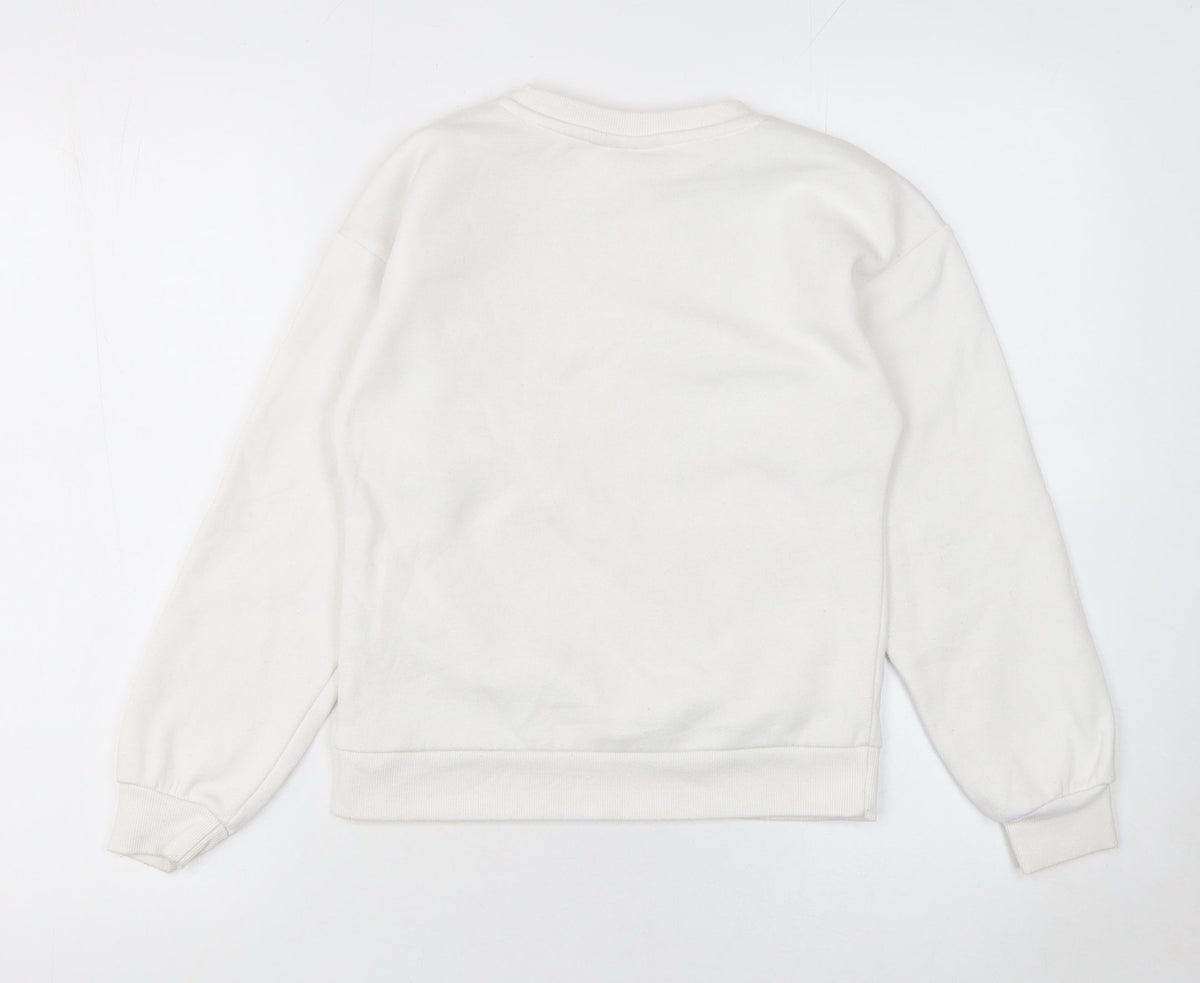 Barbie Girls White Sweatshirt 9-10 Years Crew Neck Long Sleeve Graphic Print