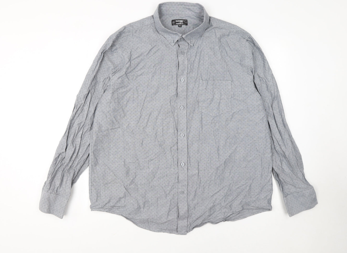 Dunnes Stores Men's Grey 2XL Regular Fit Long Sleeve Cotton Shirt