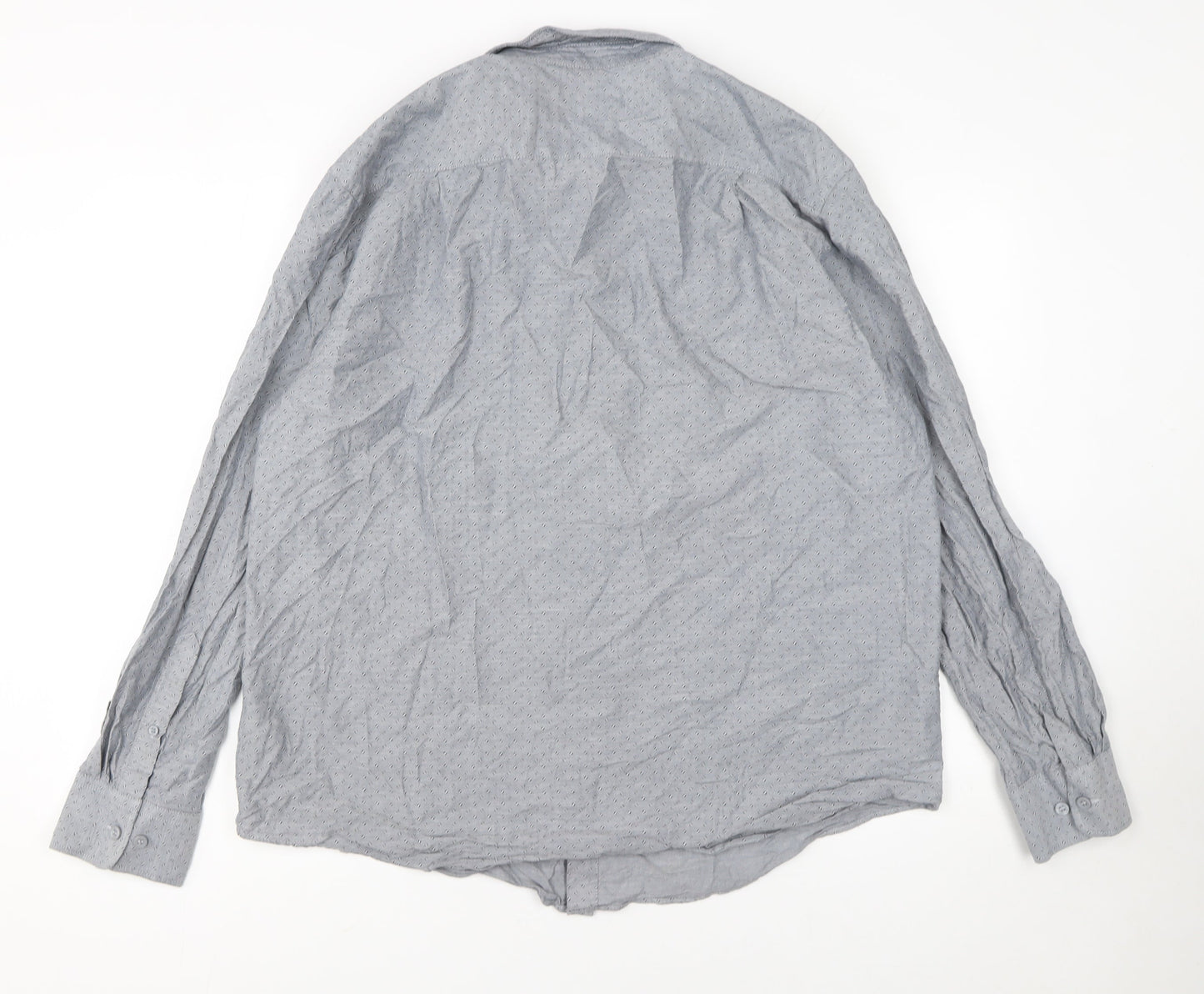 Dunnes Stores Men's Grey 2XL Regular Fit Long Sleeve Cotton Shirt