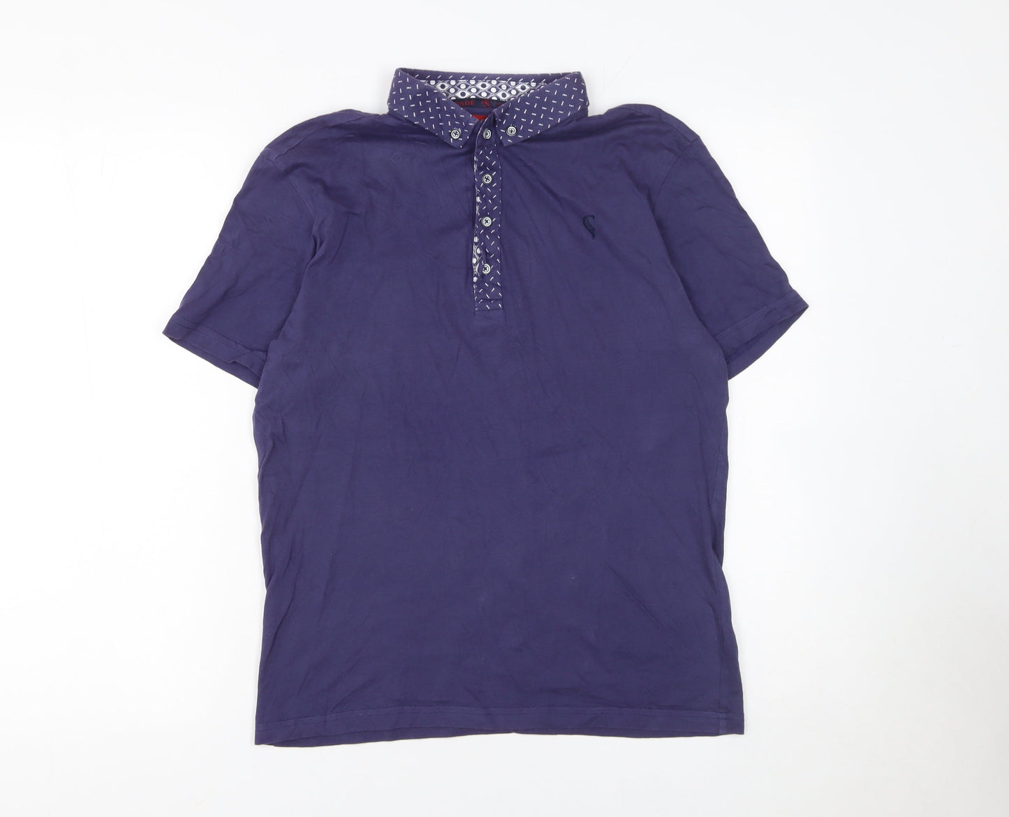Swade Men's Blue Cotton Short Sleeve Polo Shirt Size S