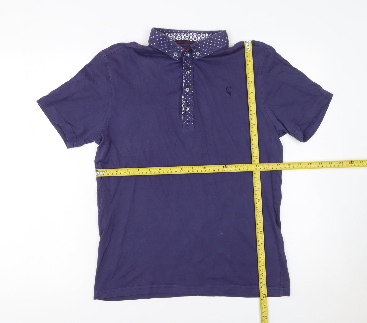 Swade Men's Blue Cotton Short Sleeve Polo Shirt Size S