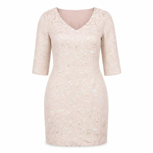 Cristina Barros Womens Pink Floral Jacquard Sheath Dress Size 10
